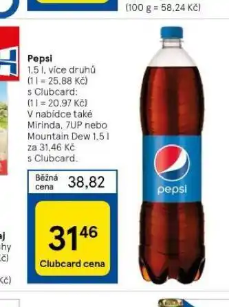 Tesco Pepsi, mirinda, 7up, mountain dew nabídka
