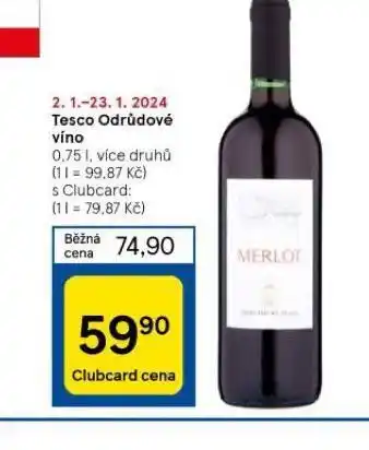 Tesco Tesco odrůdové víno nabídka
