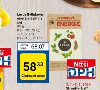Tesco Leros bylinková energie bylinný čaj nabídka