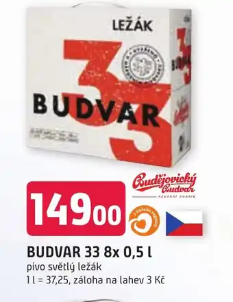 Trefa BUDVAR 33 8x 0,5 L nabídka