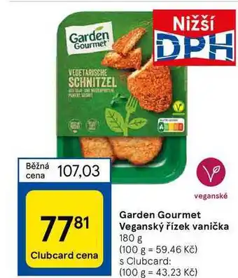 Tesco Garden gourmet veganský řízek vanička nabídka