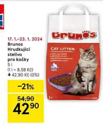 Tesco Brunos hrudkující stelivo pro kočky nabídka