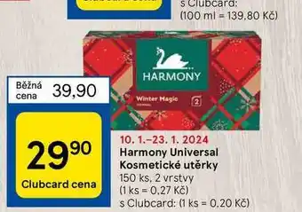 Tesco Harmony universal kosmetické utěrky nabídka