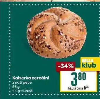 Billa Kaiserka cereální z naší pece 56 g nabídka
