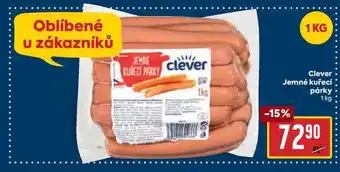Billa Clever jemné kuřecí párky 1kg nabídka