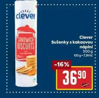 Billa Clever sušenky s kakaovou náplní 500 g nabídka
