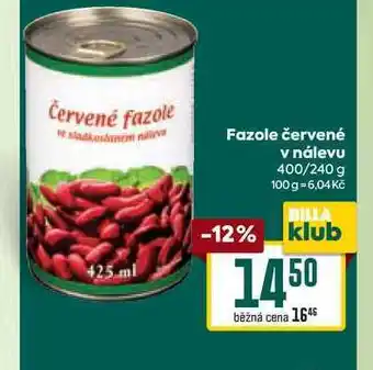 Billa Fazole červené v nálevu 400/240 g nabídka