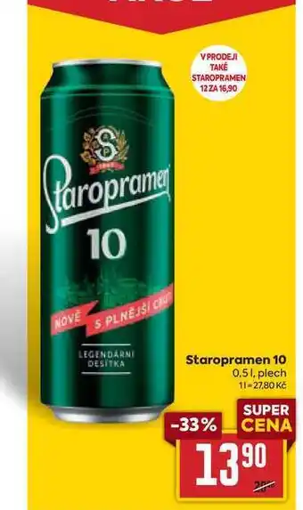 Billa Staropramen 10 0,5l, plech nabídka