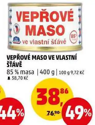 Penny Market Vepřové maso ve vlastní šťávě 85% masa, 400 g nabídka