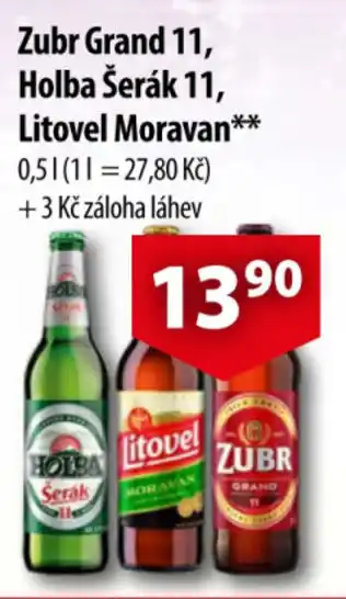 CBA Zubr Grand 11, Holba Šerák 11, Litovel Moravan nabídka