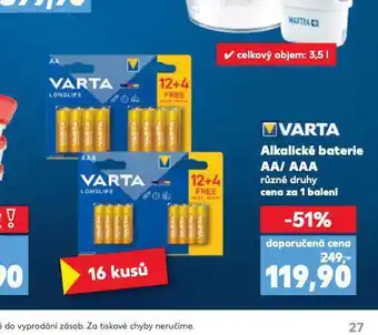 Kaufland Varta alkalické baterie nabídka