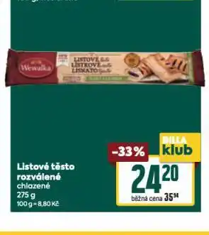 Billa Listové těsto nabídka