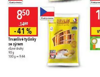 Trvanlivé tyčinky se sýrem