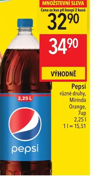 Globus Pepsi různé druhy, Mirinda Orange, 7up 2.25L nabídka
