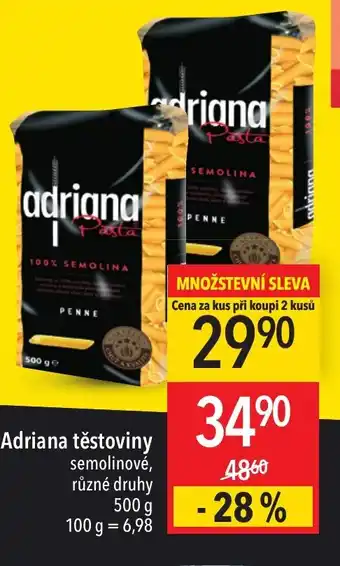 Globus Adriana těstoviny nabídka