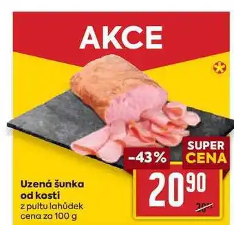 Uzená šunka od kosti z pultu lahůdek cena za 100 g