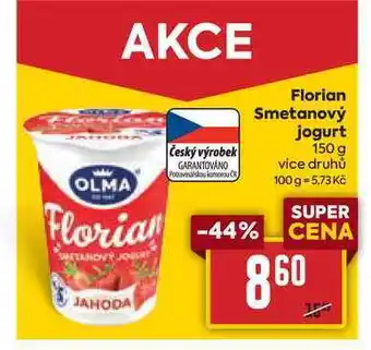 Billa Florian smetanový jogurt 150 g nabídka
