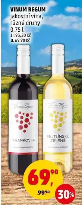 Penny Market Vinum regum jakostní vína, různé druhy, 0,75 l nabídka