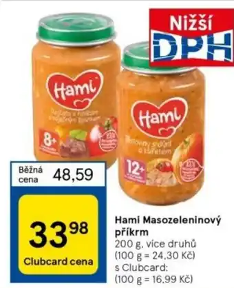 Tesco Hami Masozeleninový příkrm nabídka