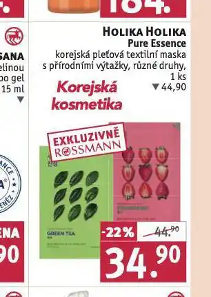 Holika holika pure essence korejská textilní pleťová maska