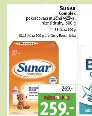 Rossmann Sunar complex pokračovací mléčná výživa nabídka