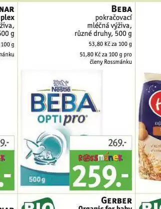 Rossmann Beba pokračovací mléčná výživa nabídka