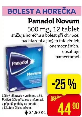 Teta Panadol Novum 500 mg, 12 tablet nabídka