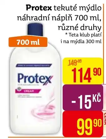 Teta Protex tekuté mýdlo náhradní náplň 700 ml, různé druhy nabídka