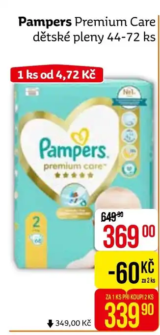 Teta Pampers Premium Care dětské pleny 44-72 ks nabídka
