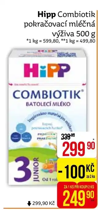 Teta Hipp Combiotik pokračovací mléčná výživa 500 g nabídka