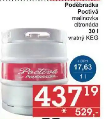 Jip Poděbradka Poctivá malinovka citronáda 30 l. nabídka