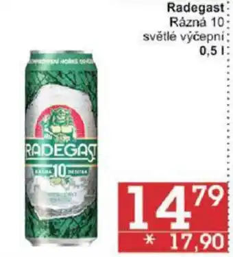 Jip Radegast Rázná 10 světlé výčepni 0.5 l. nabídka