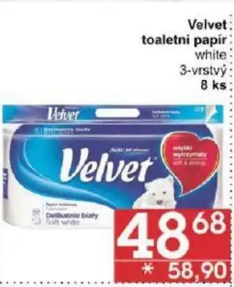 Jip Velvet toaletní papír white 3-vrstvý 8 ks nabídka