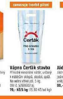 Vápno čerťák stavba