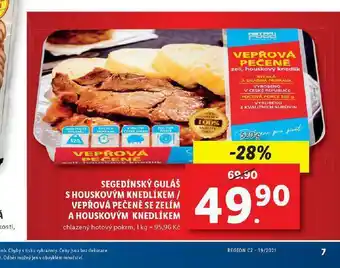Lidl Vepřová pečeně se zelím a houskovým knedlíkem nabídka