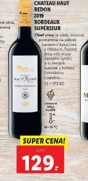 Lidl Chateau haut redon 2019 bordeaux supériur nabídka