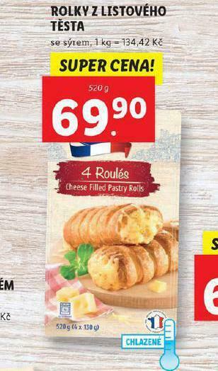Lidl Rolky z listového těsta nabídka