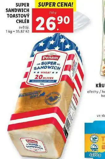 Lidl Super sandwich toastový chléb nabídka