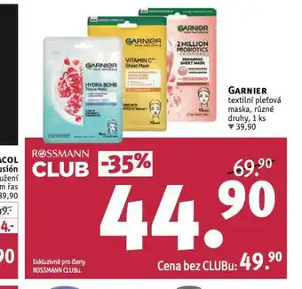 Rossmann Garnier textilní pleťová maska nabídka