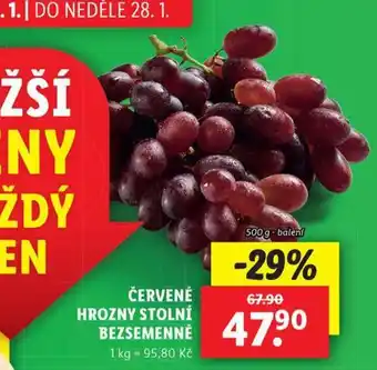 Lidl Červené hrozny stolní bezsemenné nabídka