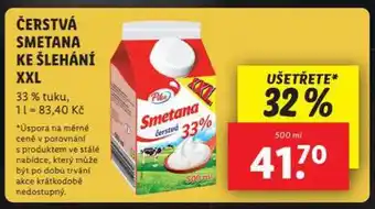 Lidl Smetana ke šlehání nabídka