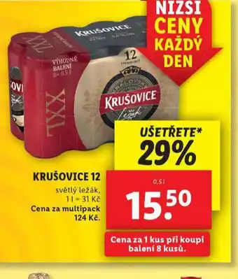 Lidl Pivo krušovice 12 královský ležák nabídka