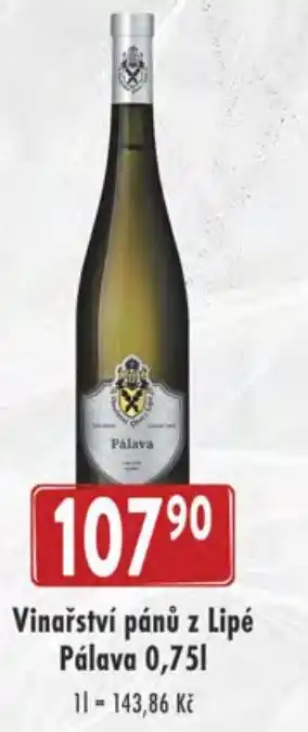 Qanto Vinařství pánů z Lipé Pálava 0,75L nabídka