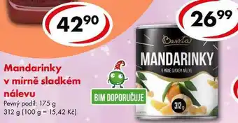 CBA Mandarinky v mírně sladkém nálevu, 312 g nabídka