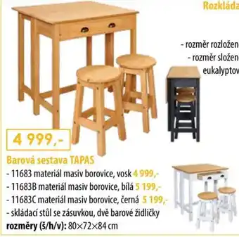 IDEA nábytek Barová sestava TAPAS nabídka