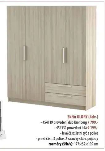 IDEA nábytek Skříň GLORY (4dv.) nabídka