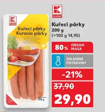 Kaufland Kuřecí párky 200 g nabídka