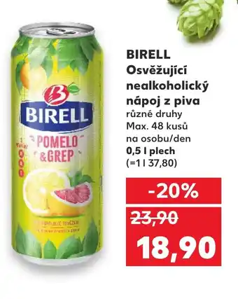 Kaufland BIRELL Osvěžující nealkoholický nápoj z piva 0.5L nabídka