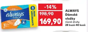 Kaufland ALWAYS Dámské vložky nabídka