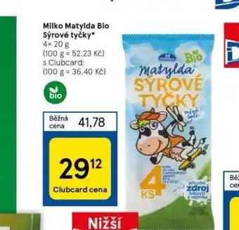 Tesco Milko matylda bio sýrové tyčky nabídka